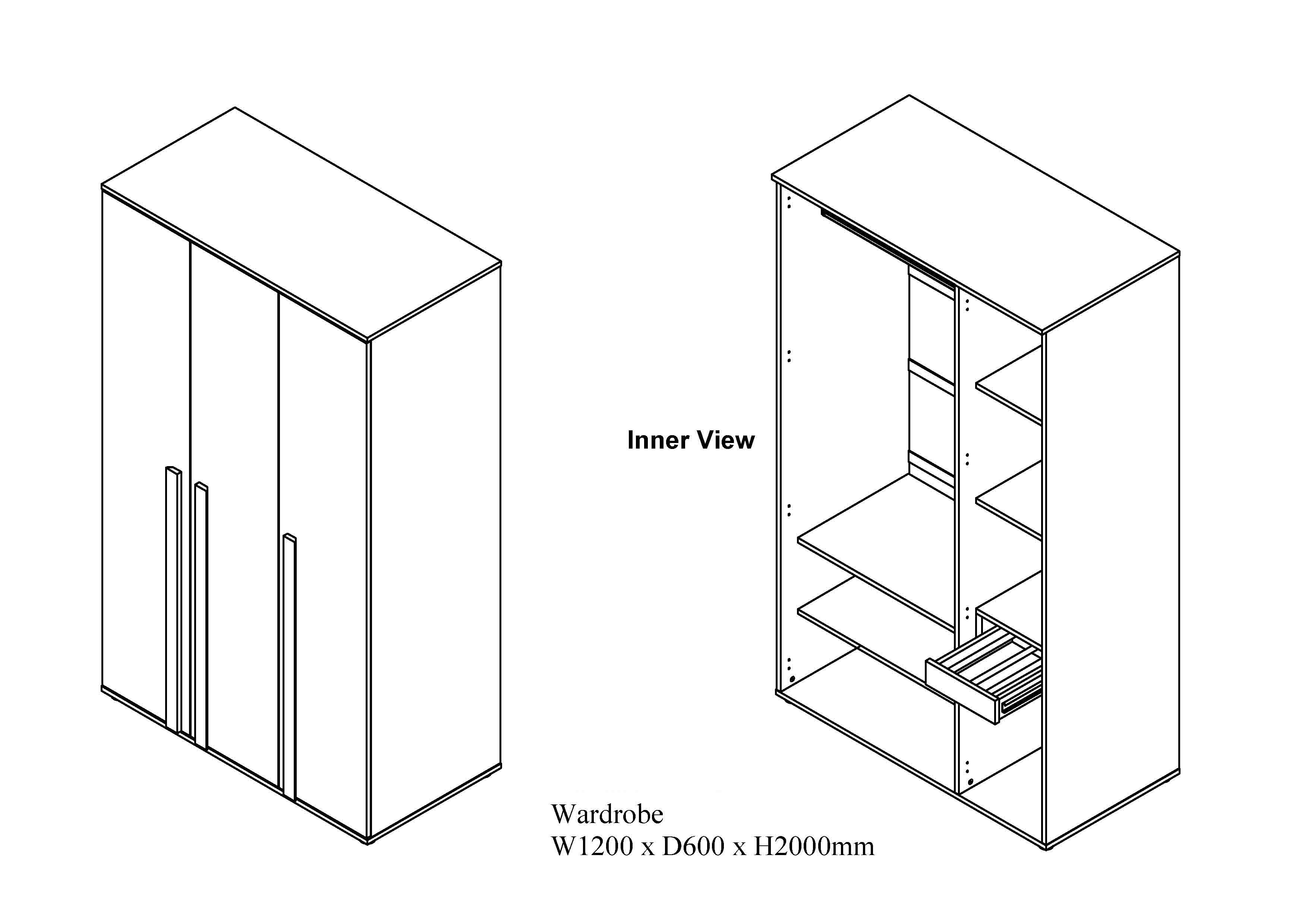 Marissa Wardrobe 3 door